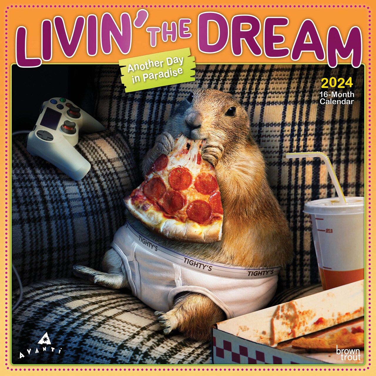 Avanti Livin&#x27; the Dream | 2024 12 x 24 Inch Monthly Square Wall Calendar | Foil Stamped Cover | BrownTrout | Motivation Inspiration Funny